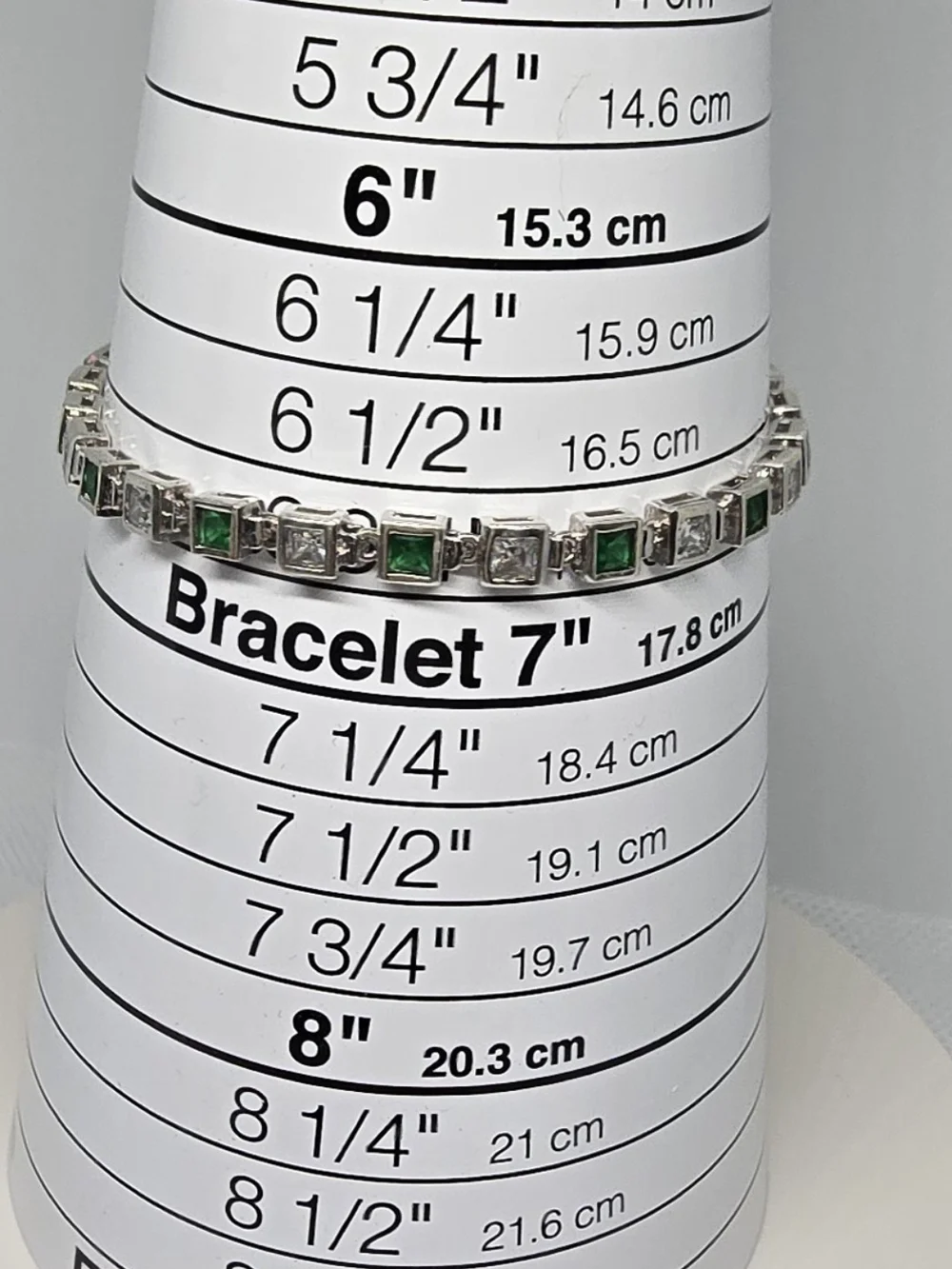 Sterling Silver Tennis Bracelet with Green and Clear Stones